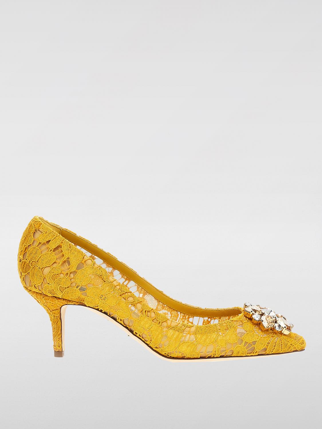 Dolce & Gabbana Bellucci Crystal-embellished Corded Lace Pumps In 黄色