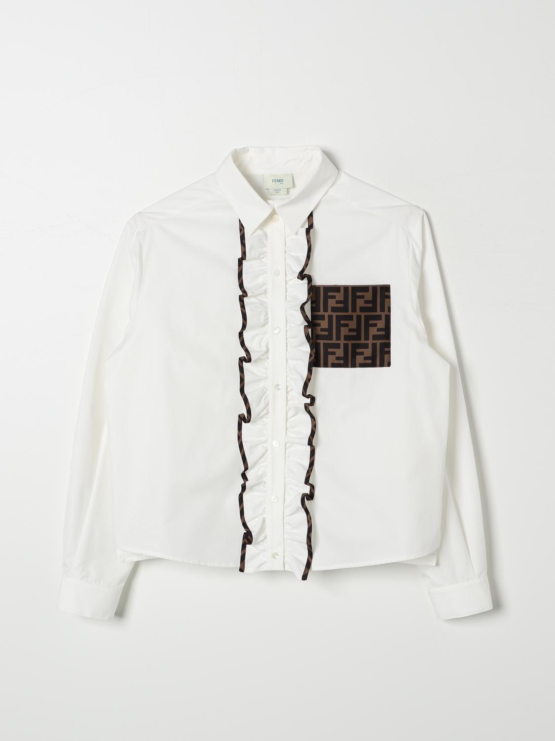 Shop Fendi Shirt  Kids Color White In Weiss