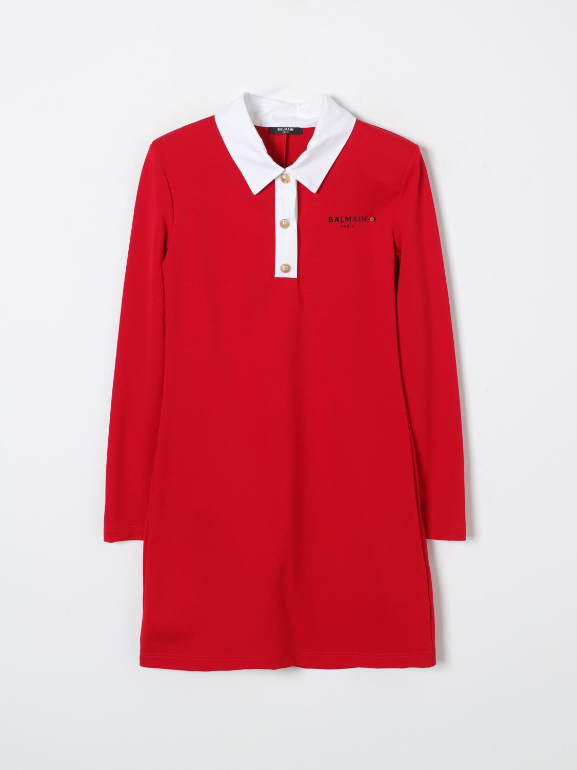 Shop Balmain Dress  Kids Color Red