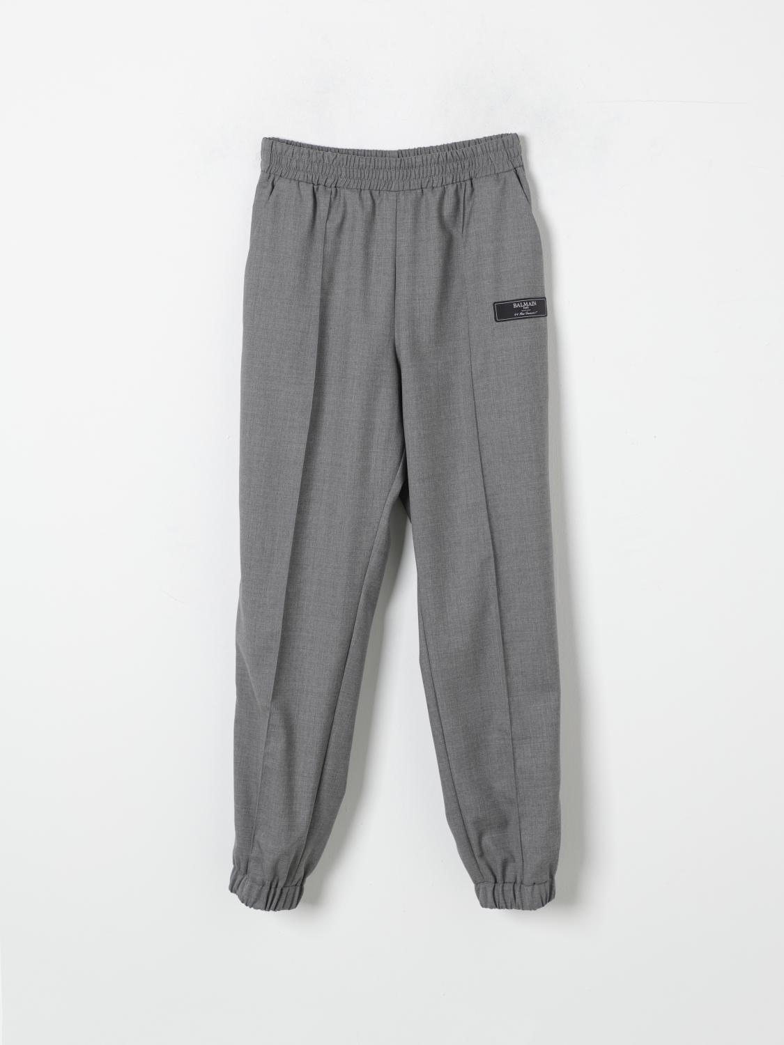 Shop Balmain Pants  Kids Color Grey In Grau