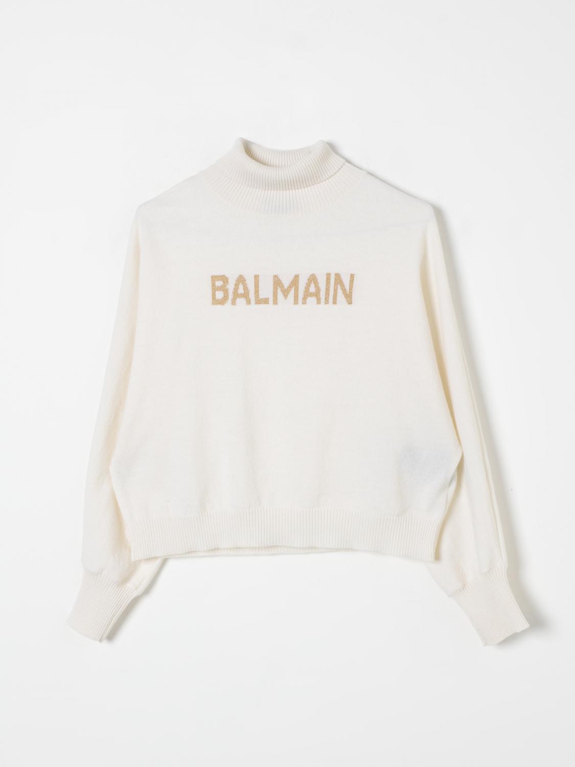 Shop Balmain Sweater  Kids Color Ivory