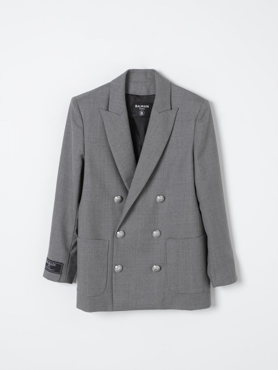 Shop Balmain Blazer  Kids Color Grey