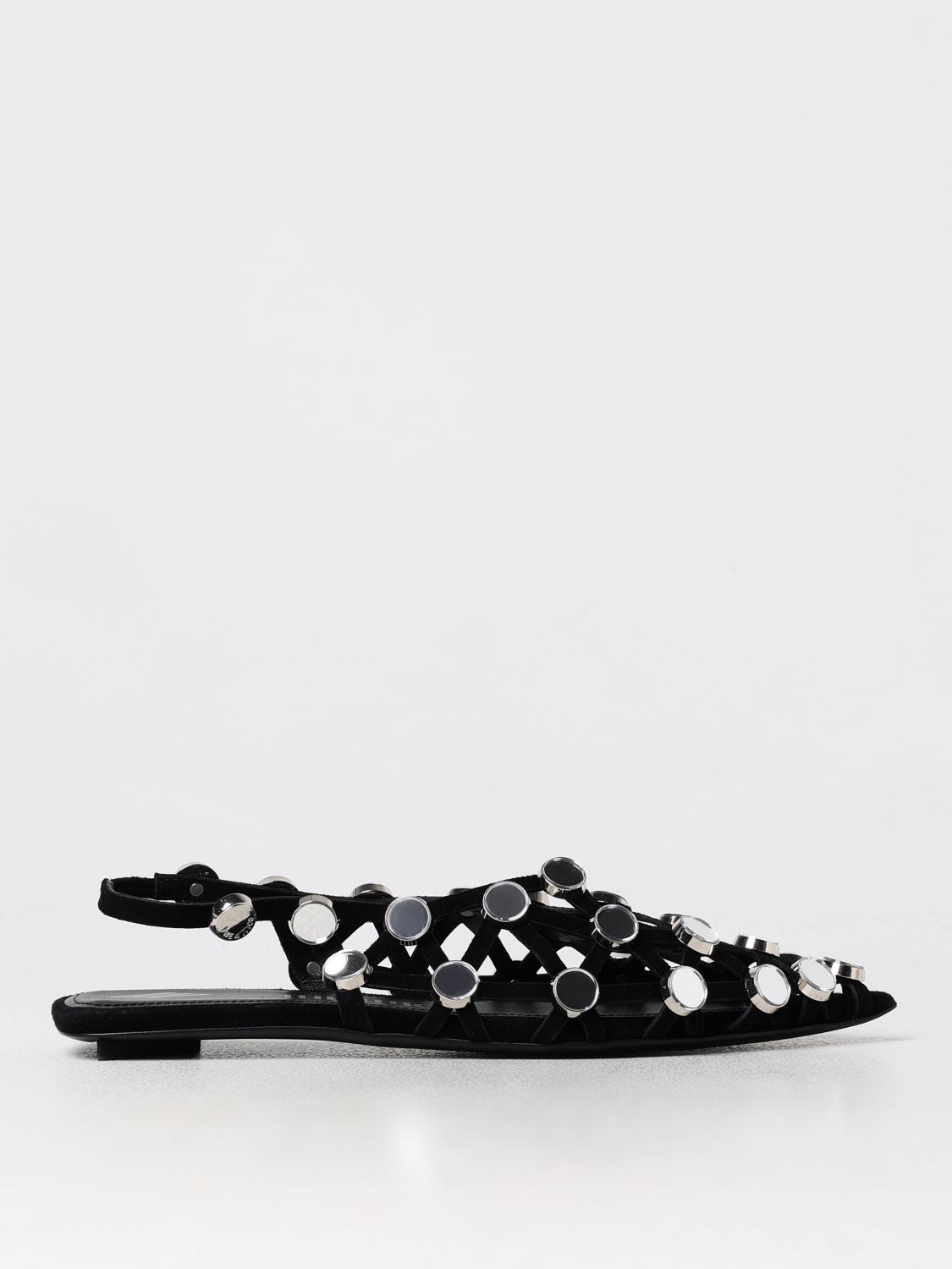 Attico Grid Ballerina In Schwarz