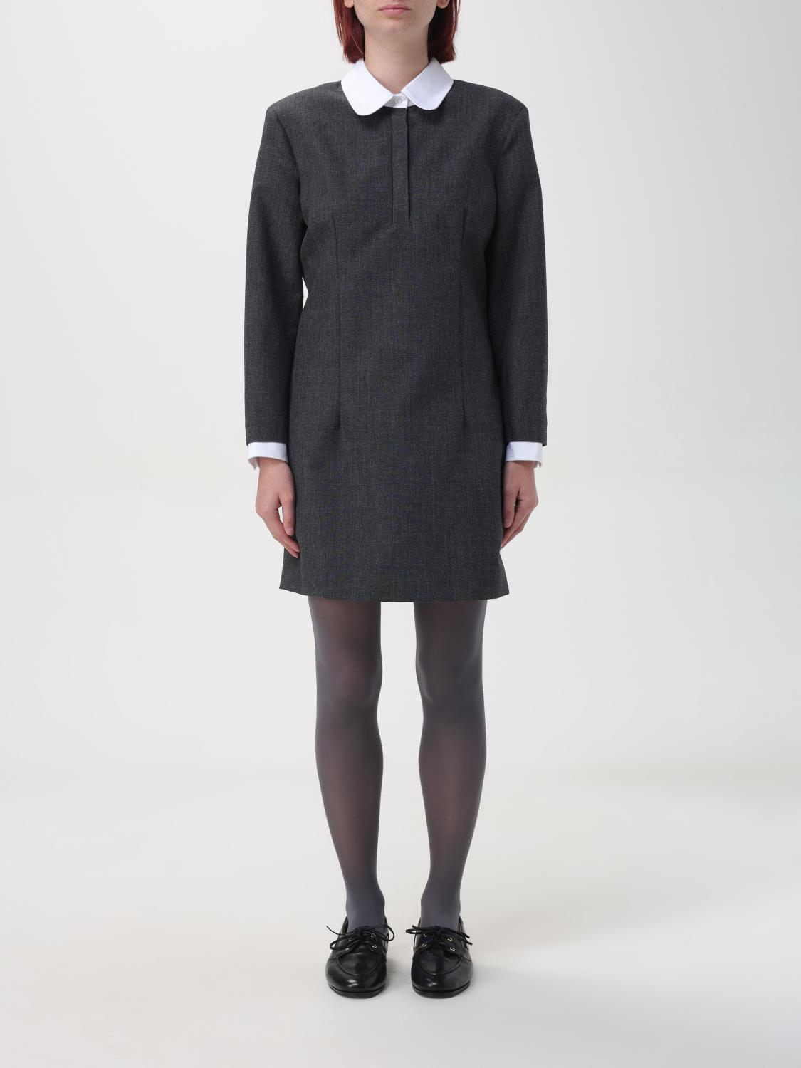 Shop Thom Browne Dress  Woman Color Grey In Grau