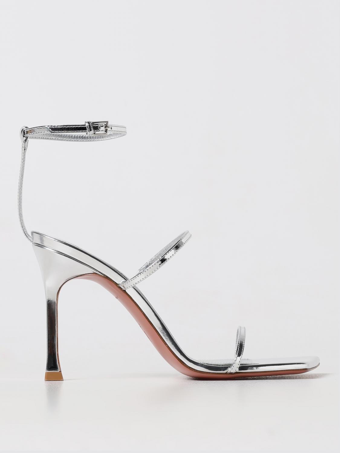 Shop Amina Muaddi Heeled Sandals  Woman Color Silver In Silber