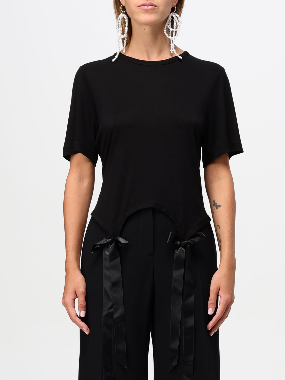 Shop Simone Rocha T-shirt  Woman Color Black In Schwarz