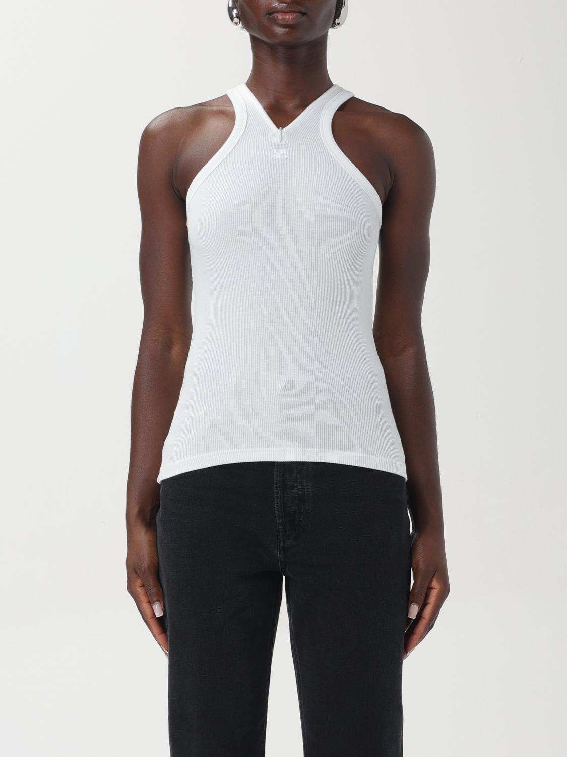 Shop Courrèges Top  Woman Color White In Weiss