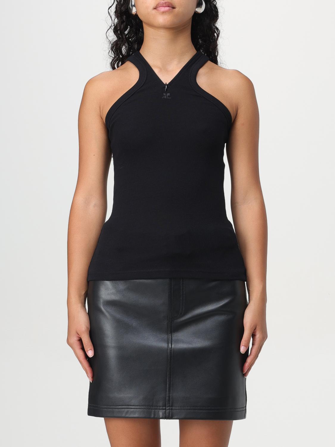 Shop Courrèges Top  Woman Color Black In Schwarz