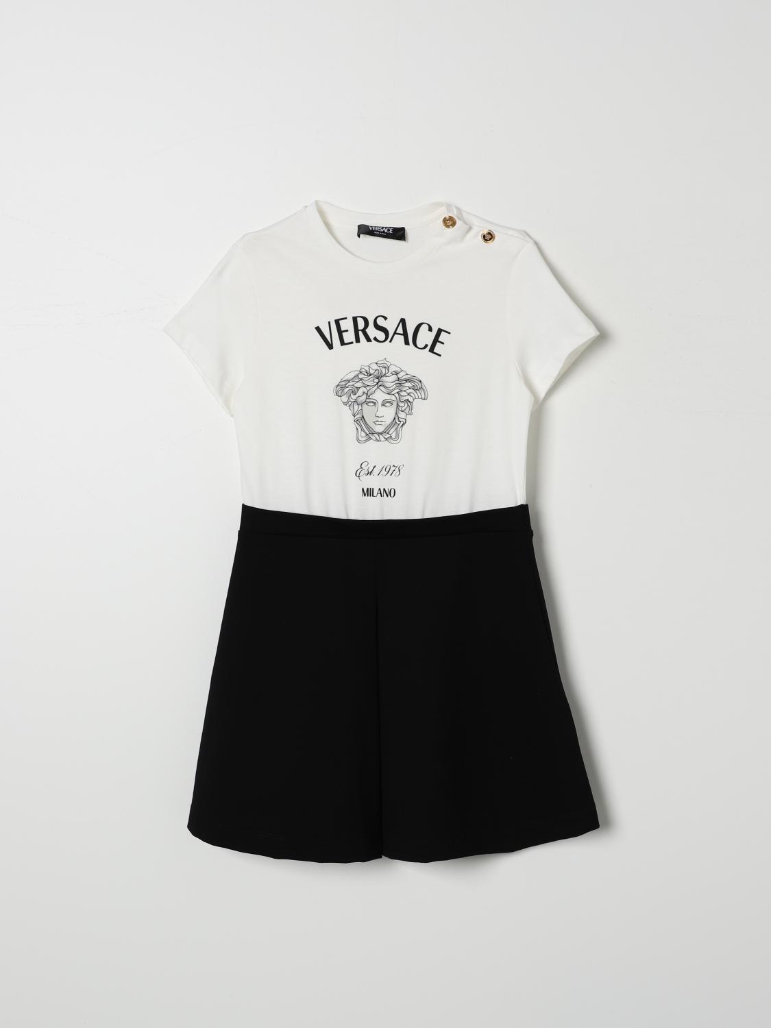 Shop Versace Dress  Kids Color White In Weiss