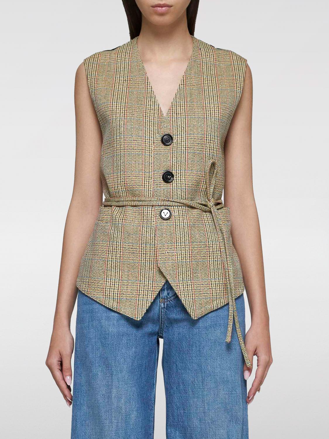 Shop Bottega Veneta Waistcoat  Woman Color Beige