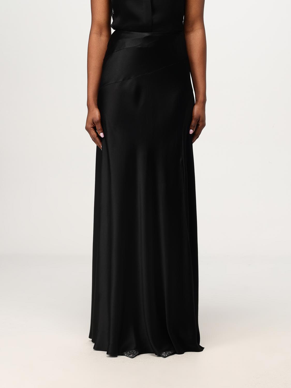 Alberta Ferretti Satin Midi Skirt In Schwarz