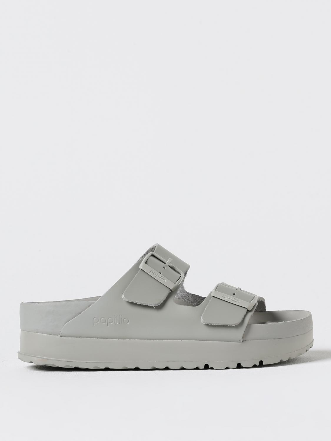 Shop Birkenstock Flat Sandals  Woman Color Grey In Grau