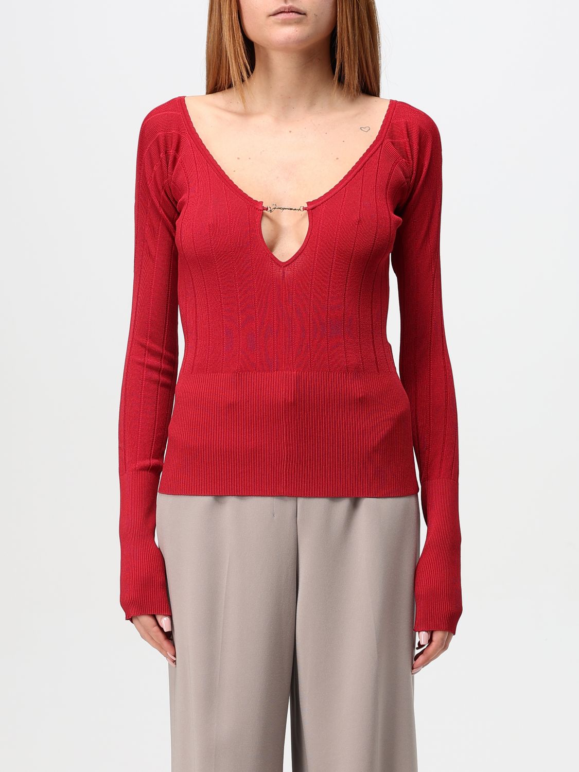 Shop Jacquemus Sweater  Woman Color Red In Rot