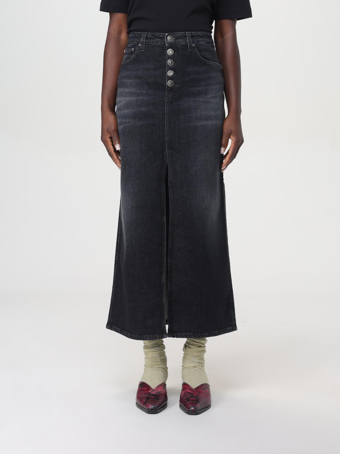 Dondup Stretch Denim Skirt In Black