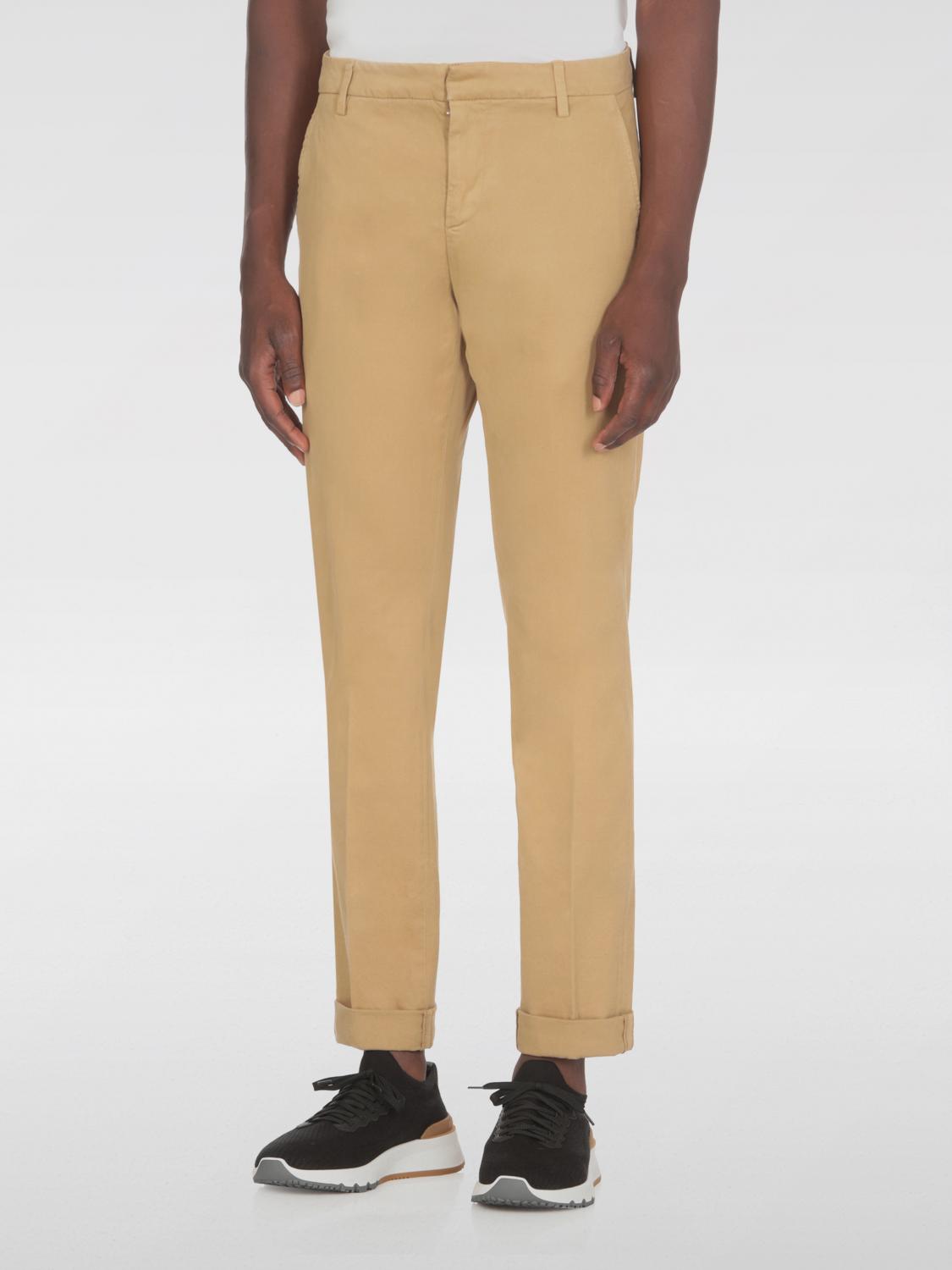 Dondup Cotton Chino Trousers With Roll-up Cuffs In Sand