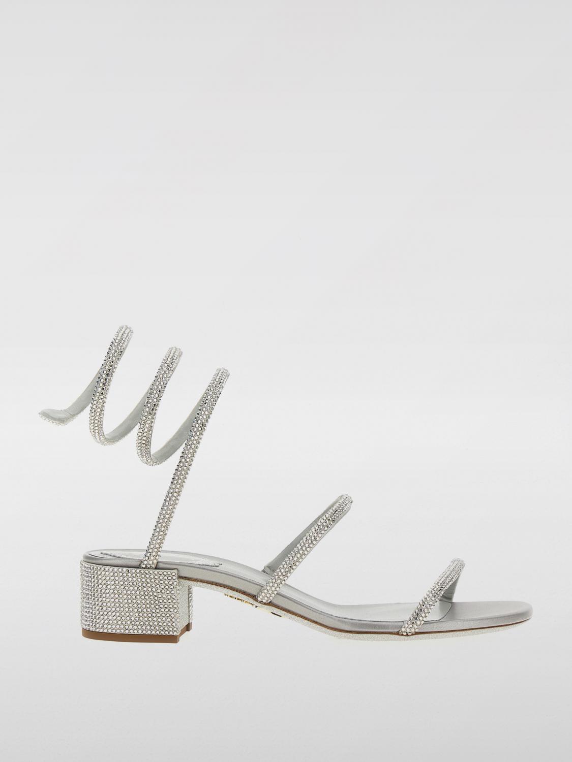 René Caovilla Cleo Satin Sandals In Grau