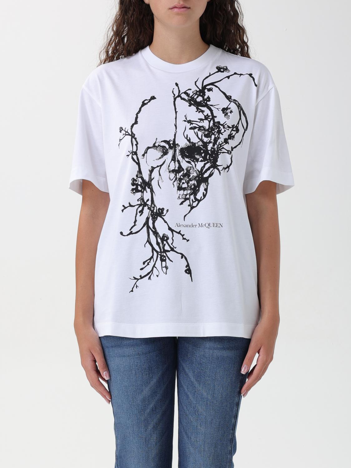 Shop Alexander Mcqueen T-shirt  Woman Color White In Weiss