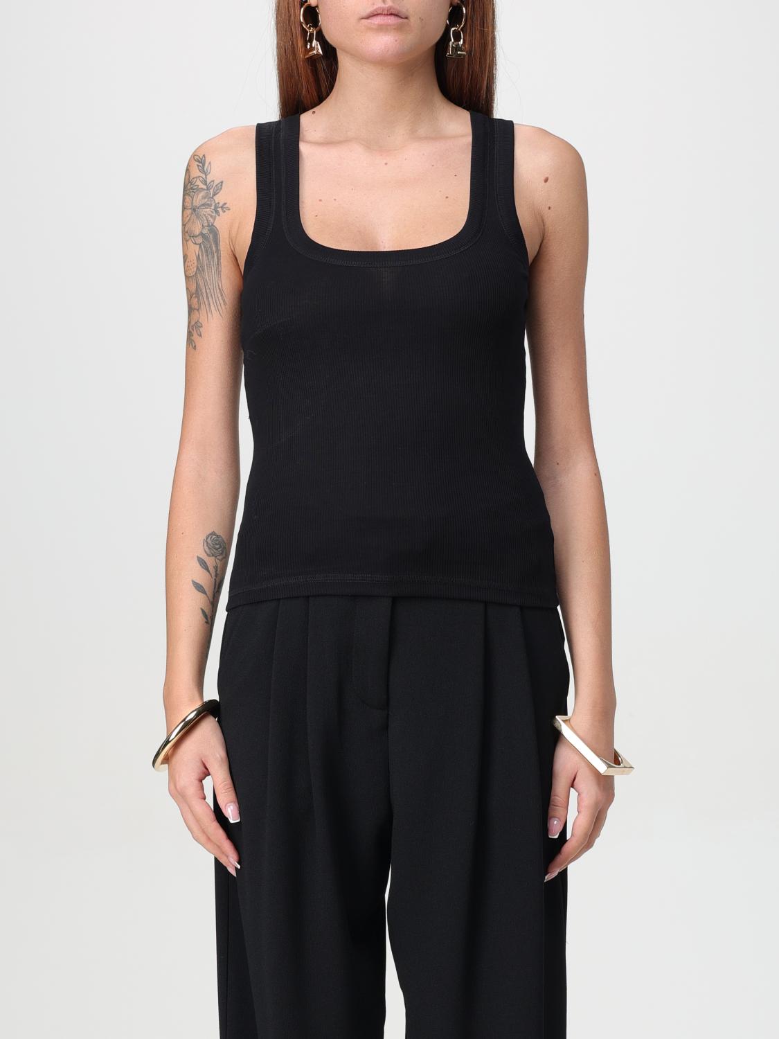 Jacquemus Logo-tag Ribbed Sleeveless Top In Schwarz