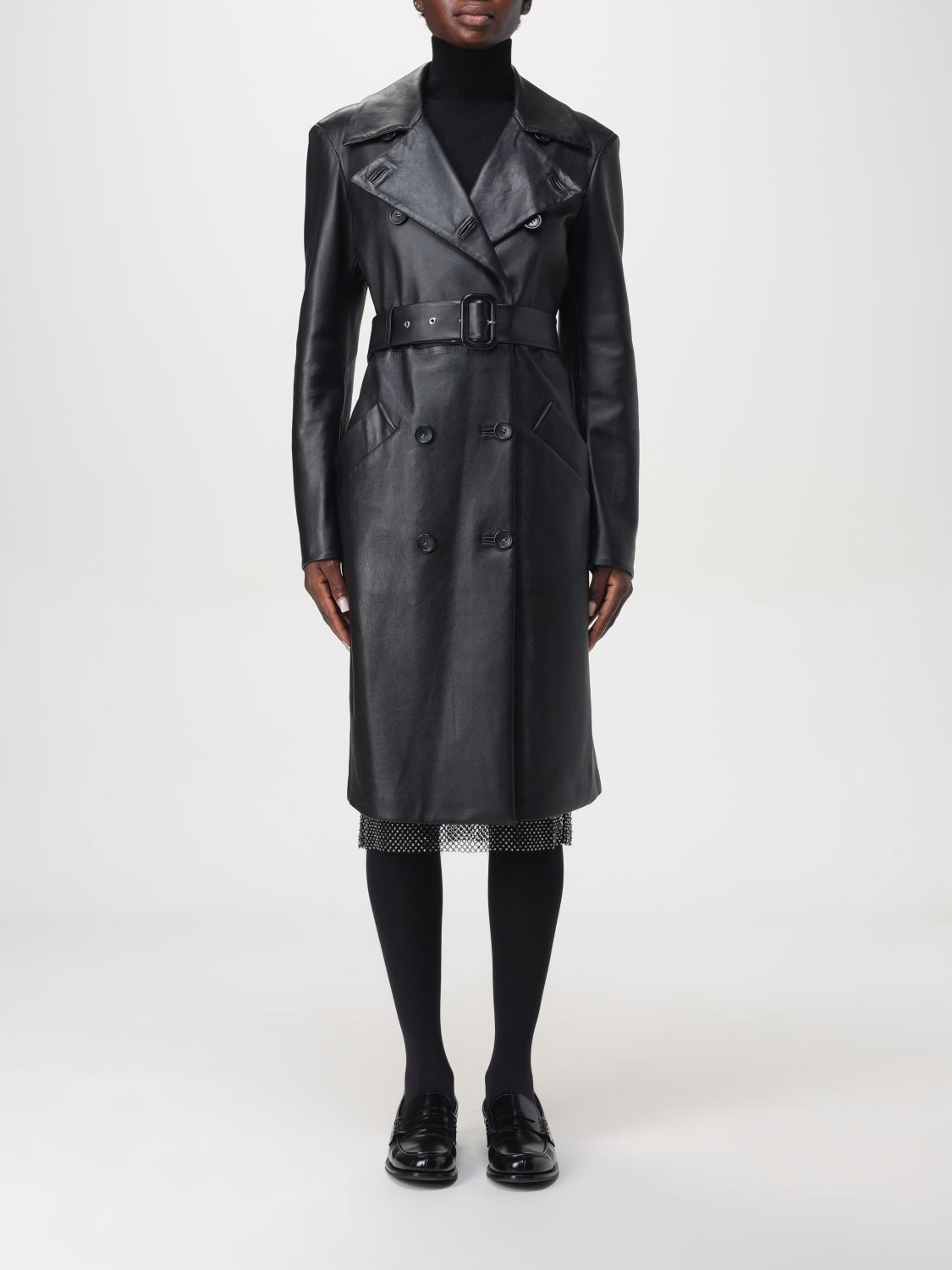 Shop Sportmax Trench Coat  Woman Color Black In Schwarz