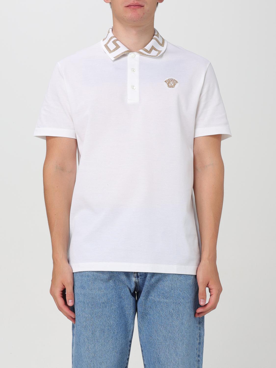 Shop Versace Polo Shirt  Men Color White In Weiss