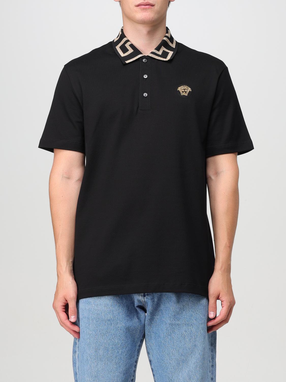 Shop Versace Polo Shirt  Men Color Black In Schwarz