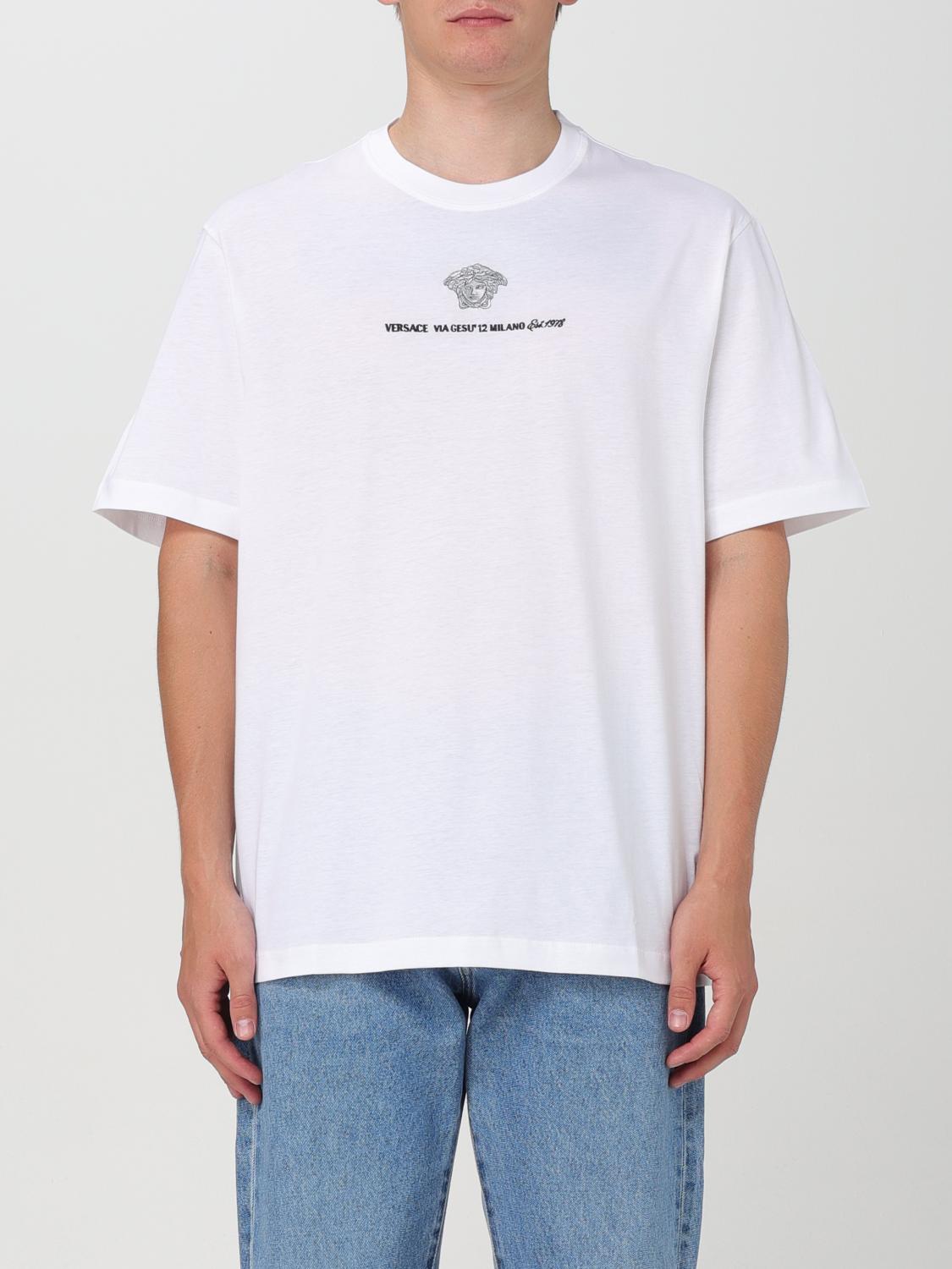 Shop Versace T-shirt  Men Color White In Weiss