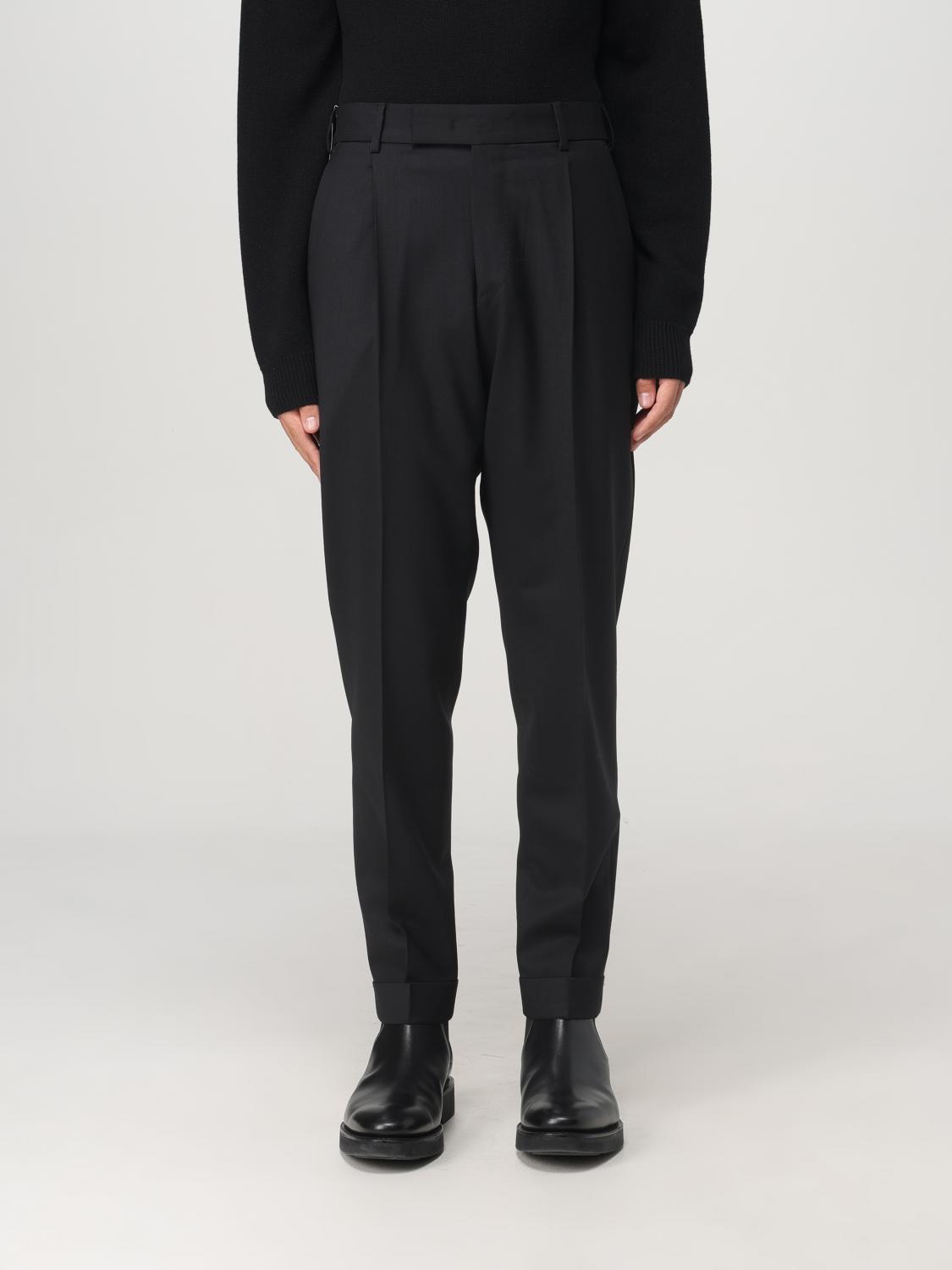 Pt Torino Pantalone In Misto Lana Stretch Nero Uomo In Black