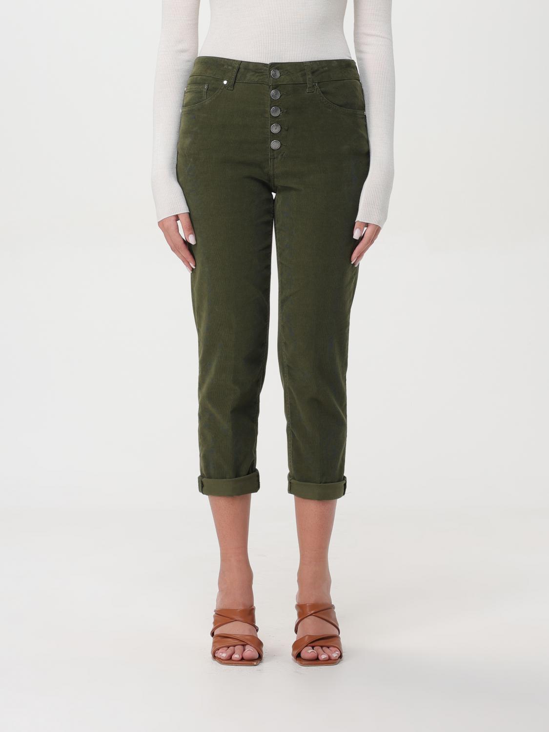 Shop Dondup Pants  Woman Color Green In 绿色