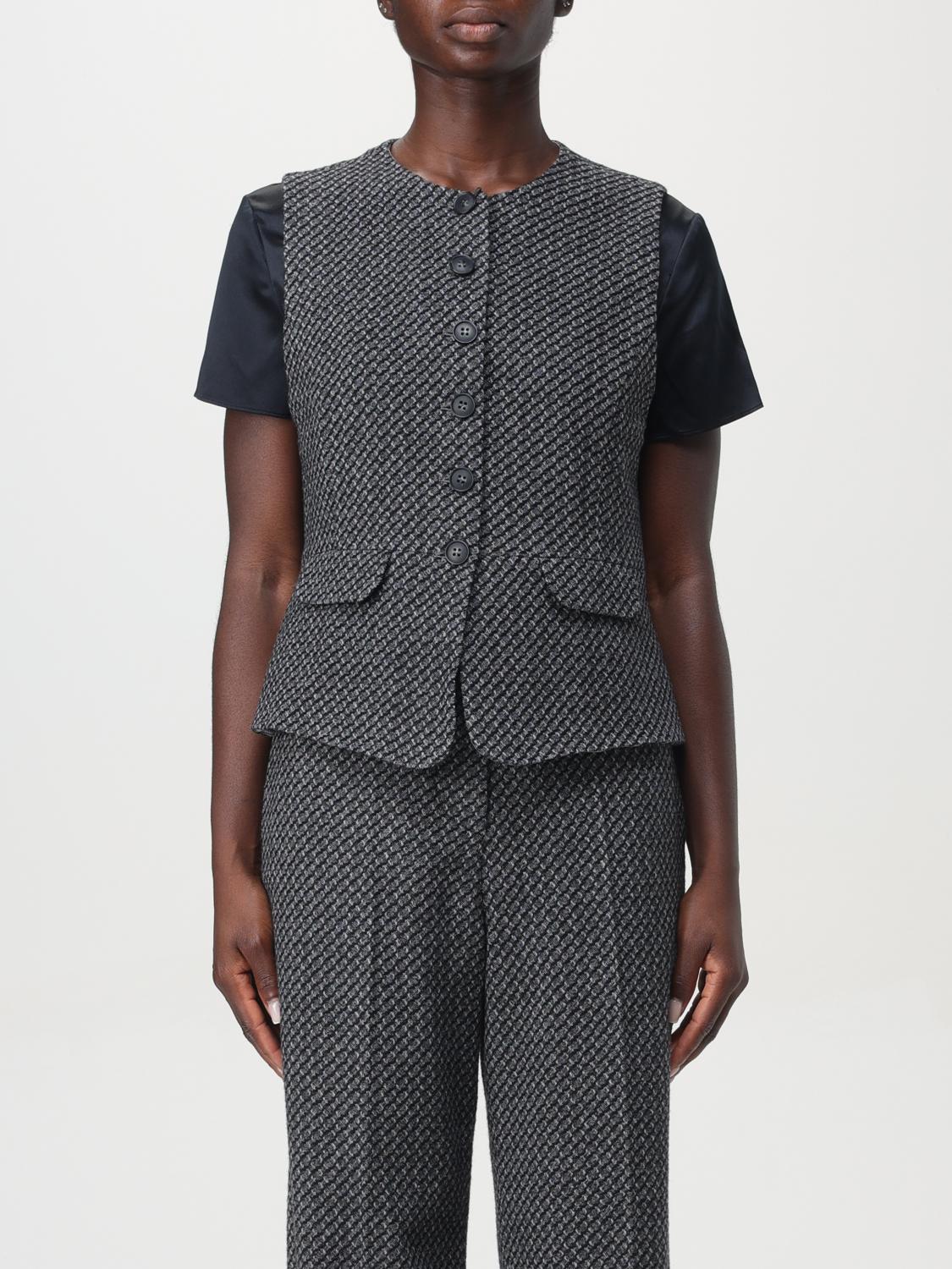 Shop Emporio Armani Waistcoat  Woman Color Grey In Grau