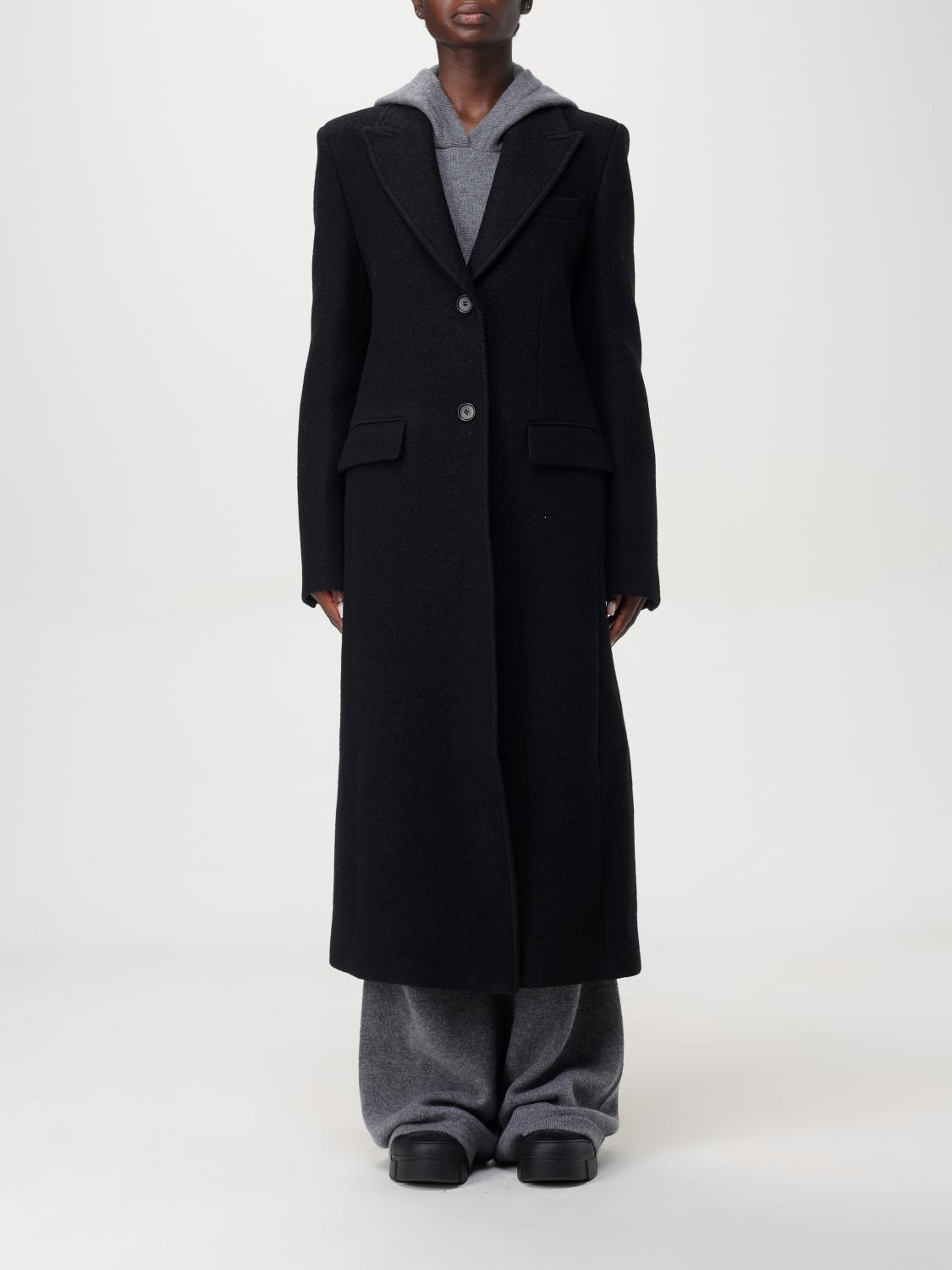 Shop Msgm Coat  Woman Color Black In Schwarz