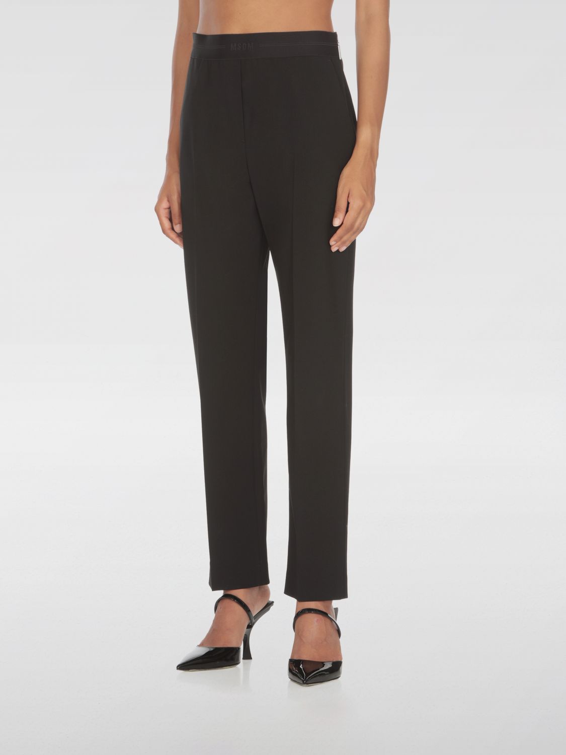 Shop Msgm Pants  Woman Color Black In Schwarz