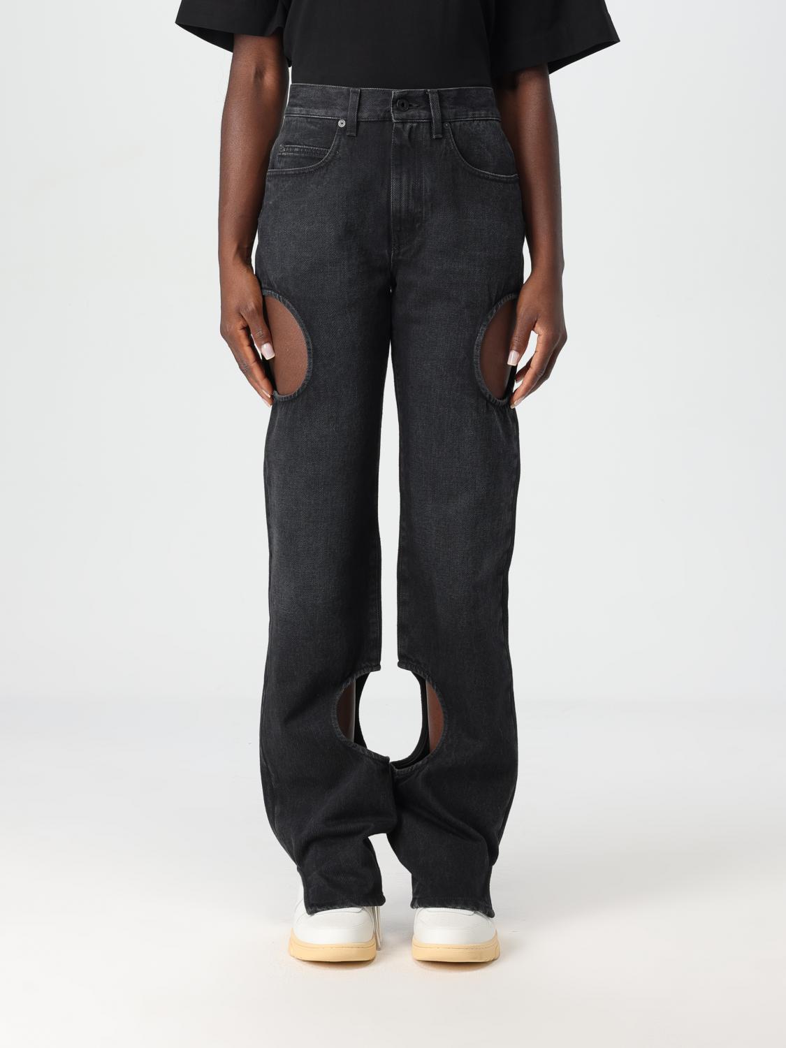 Shop Off-white Jeans  Woman Color Black In Schwarz