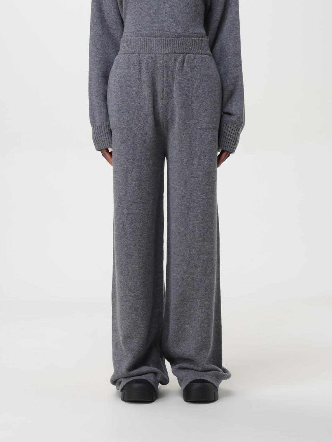 Shop Msgm Pants  Woman Color Grey In Grau