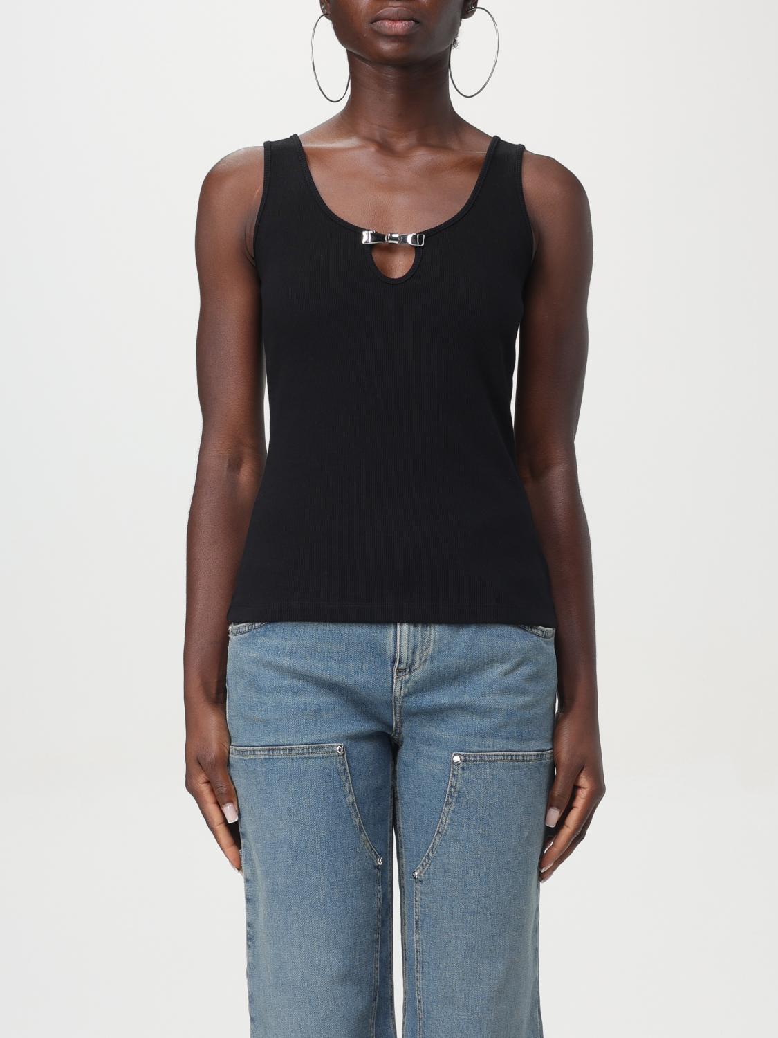 Blumarine Rib Knit Tank Top In Schwarz
