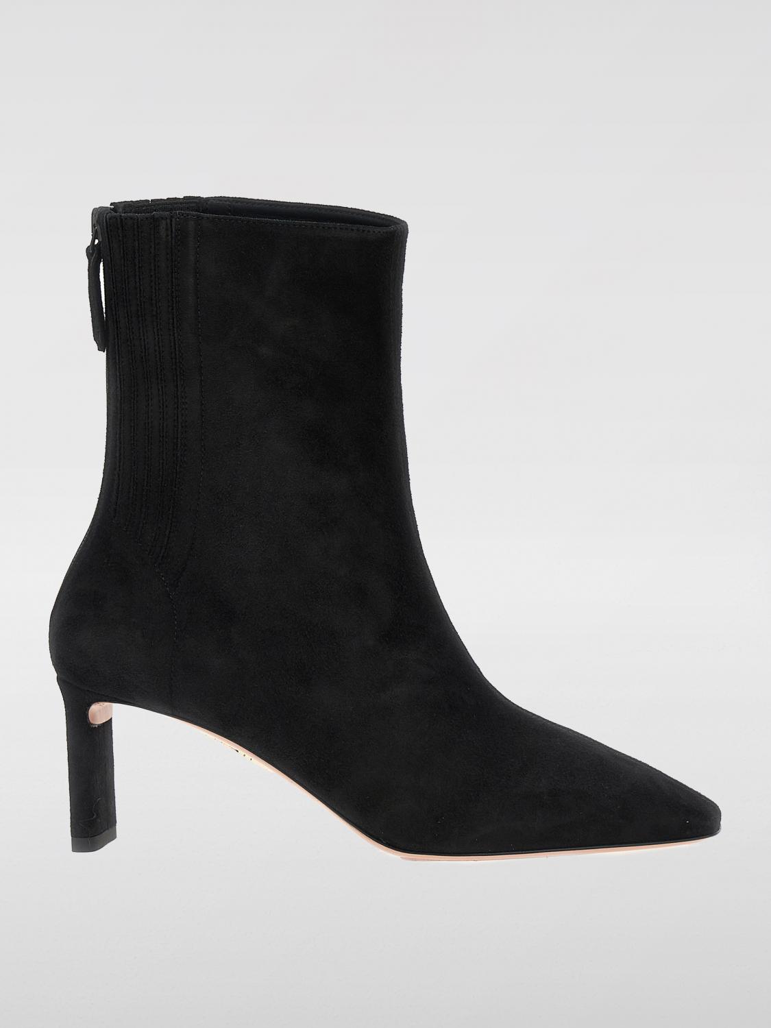 Shop Aquazzura Flat Ankle Boots  Woman Color Black In Schwarz