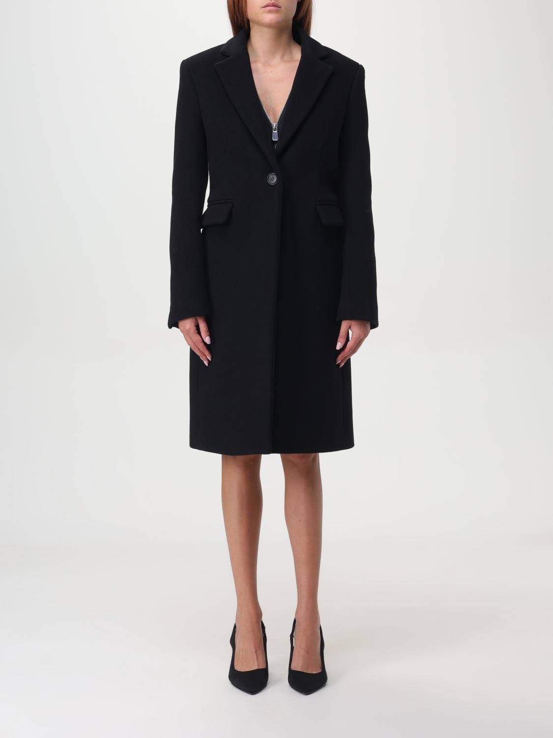 Pinko 'cambogia' Coat With Back Vent And Buttoned Cuffs In Schwarz
