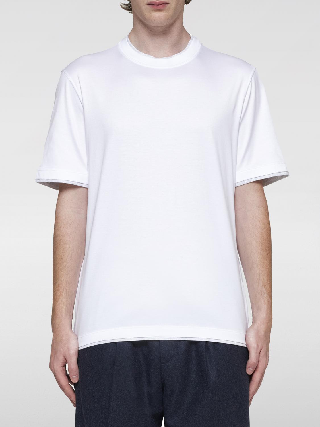 Shop Brunello Cucinelli T-shirt  Men Color White In Weiss