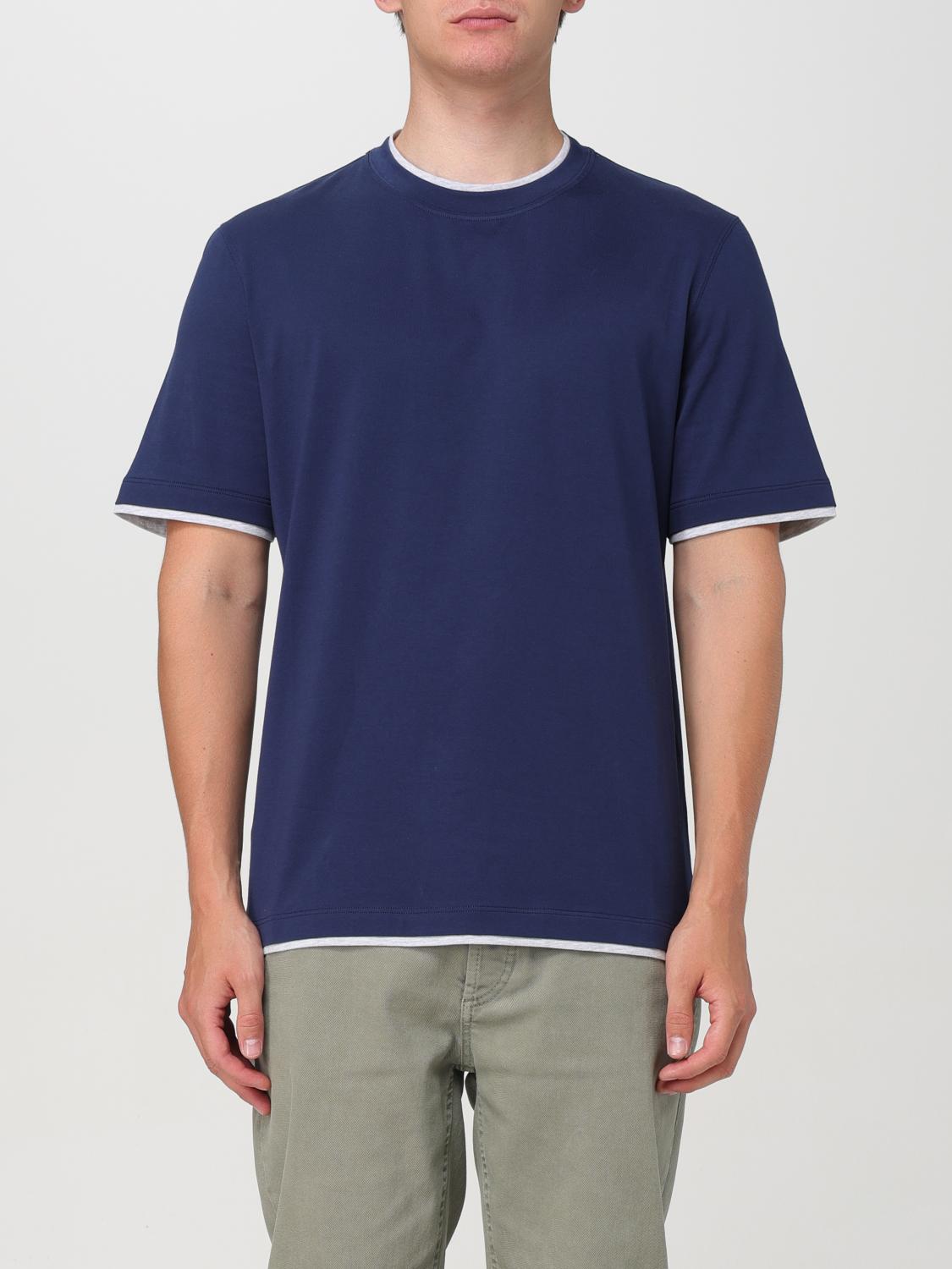 Shop Brunello Cucinelli T-shirt  Men Color Blue In Blau