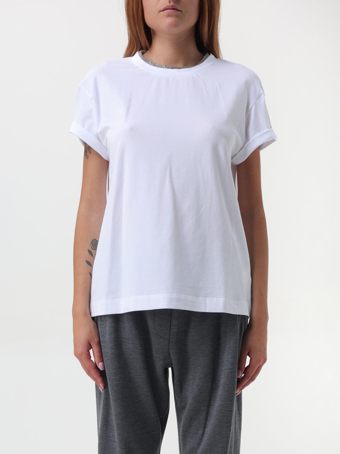 Shop Brunello Cucinelli T-shirt  Woman Color White In Weiss