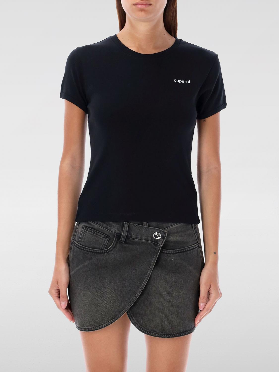 Shop Coperni T-shirt  Woman Color Black In Schwarz