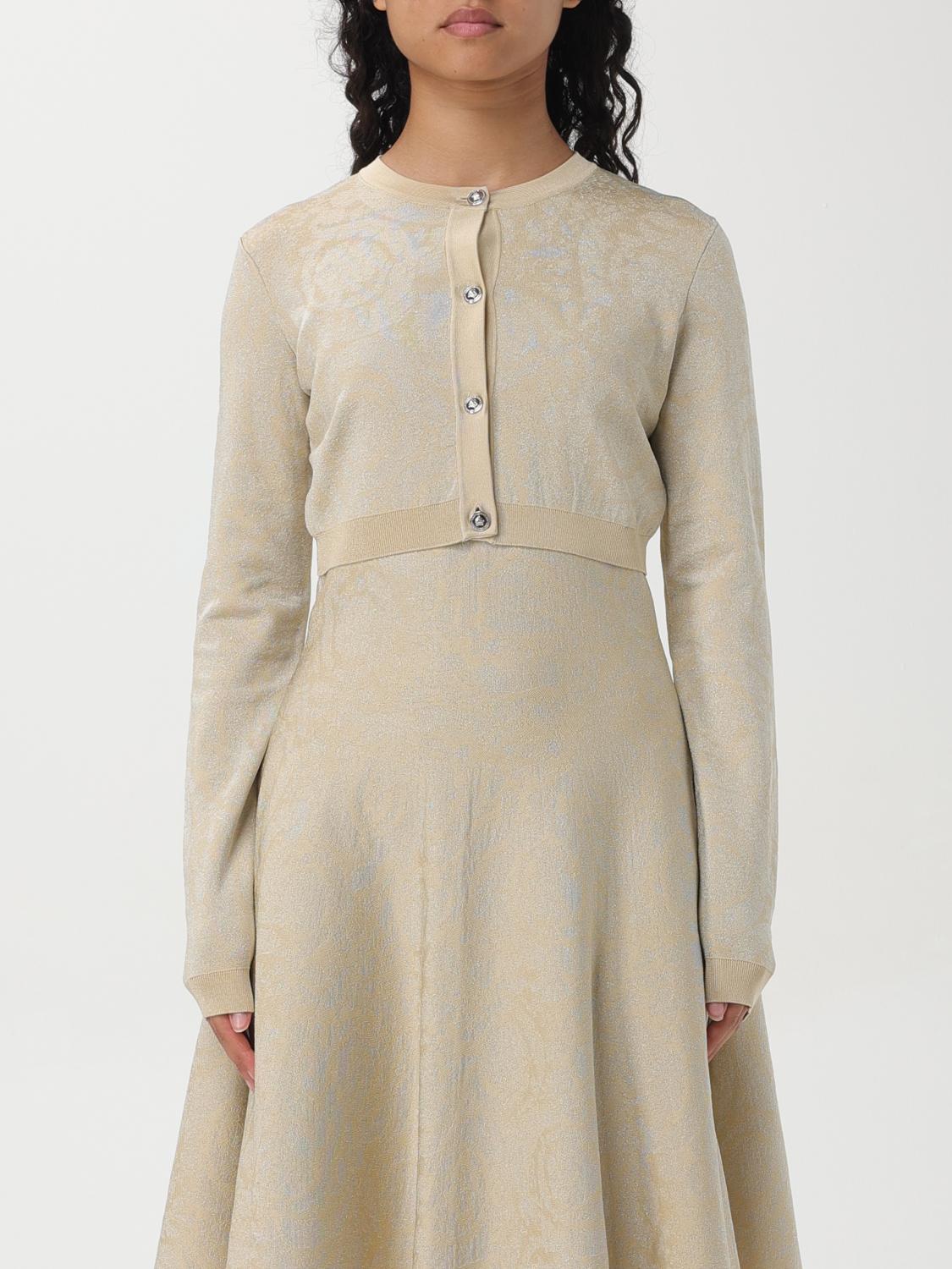 Versace Barocco Texture Cropped Cardigan In Sand