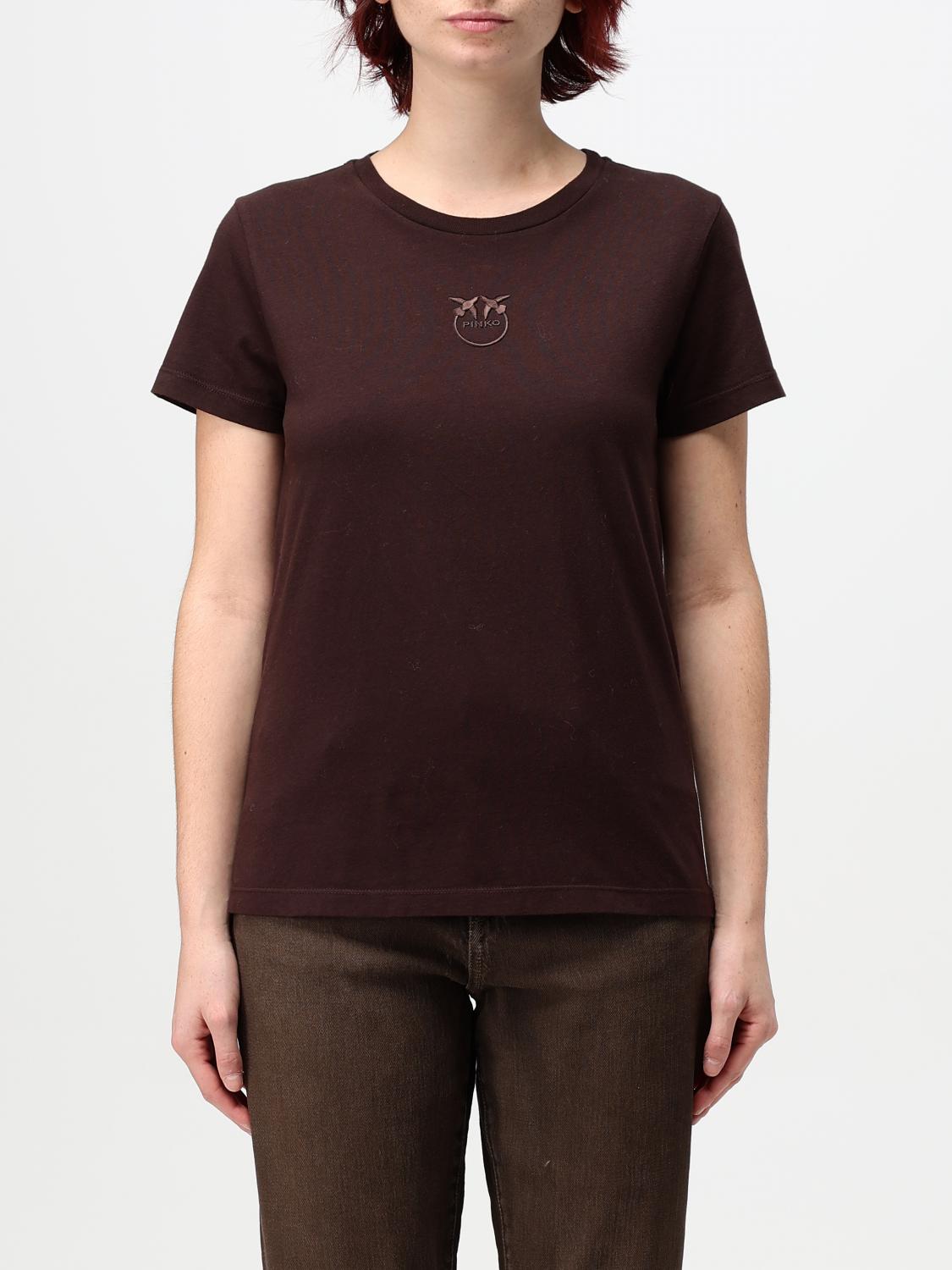 Shop Pinko T-shirt  Woman Color Dark