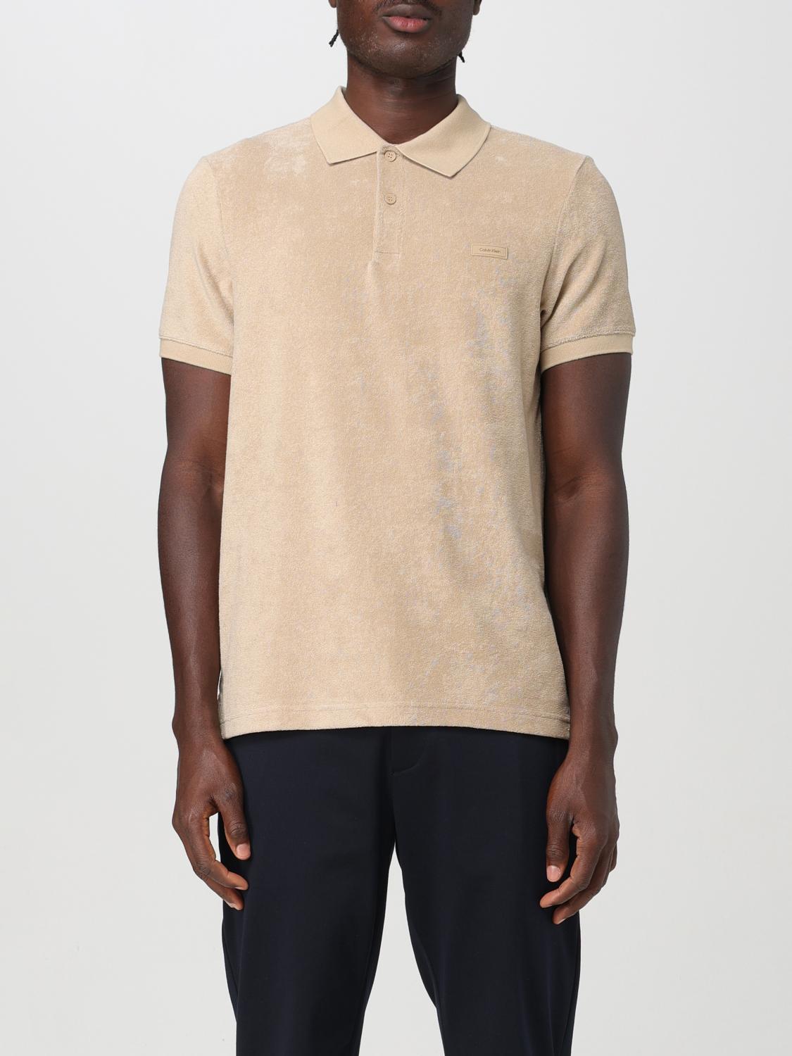 Shop Calvin Klein Polo Shirt  Men Color Beige