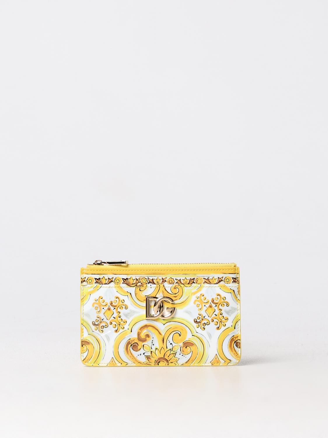 Dolce & Gabbana Majolica Print Card Holder In 黄色
