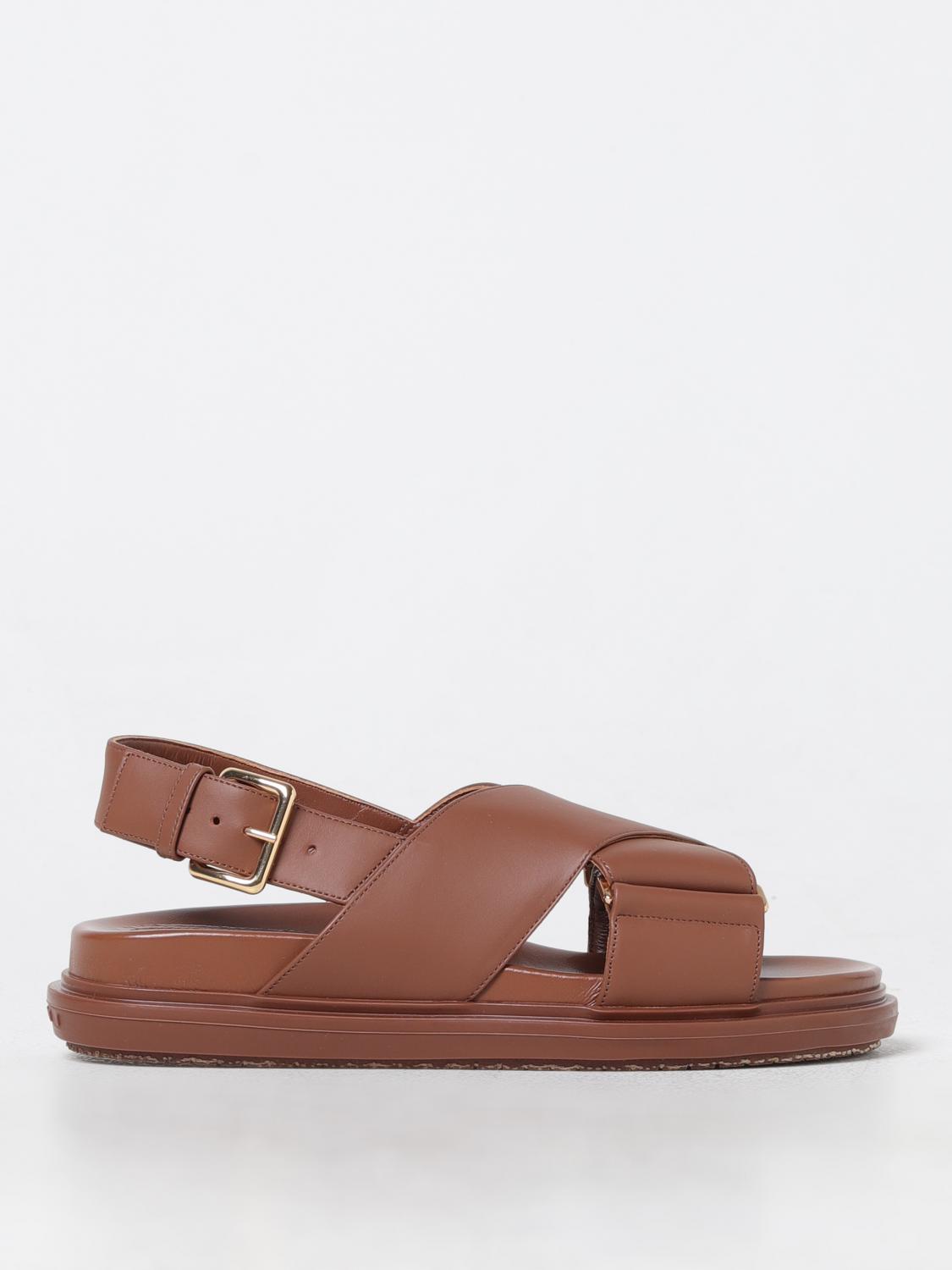 Shop Marni Flat Sandals  Woman Color Brown In Braun