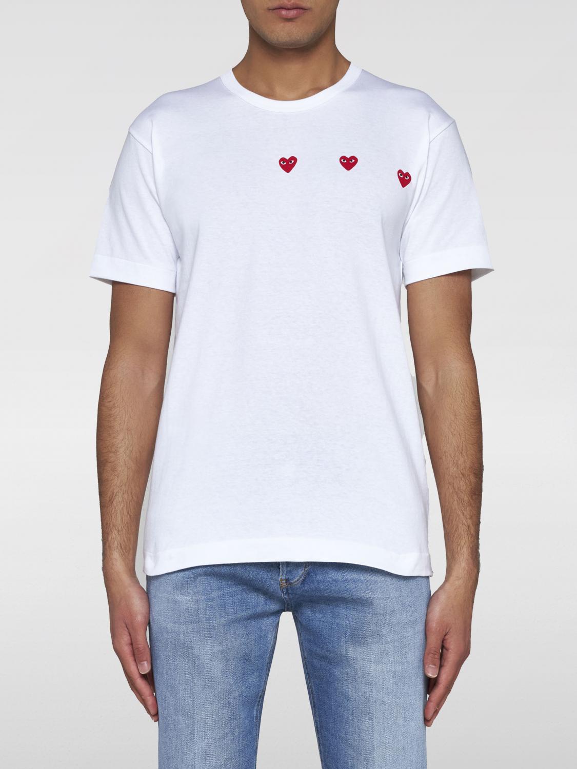 Comme Des Garçons Play Comme Des Garcons Play Mens Multi Red Heart T-shirt In Weiss