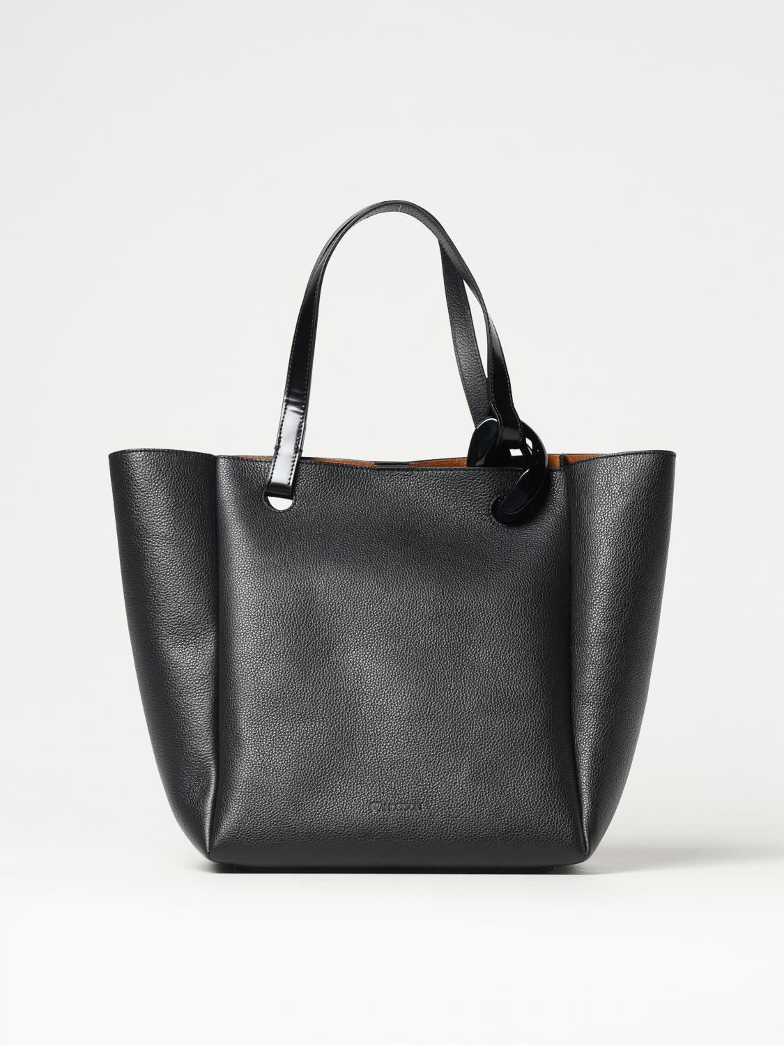 Jw Anderson Leather Corner Shopping Bag With Structured Silhouette In Black