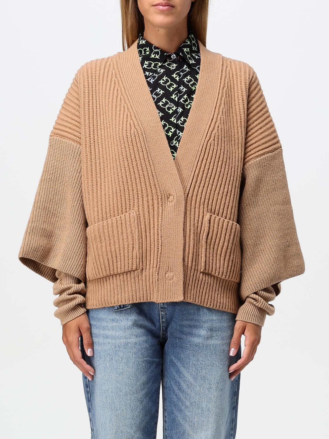 Shop Pinko Cardigan Woman Color Beige