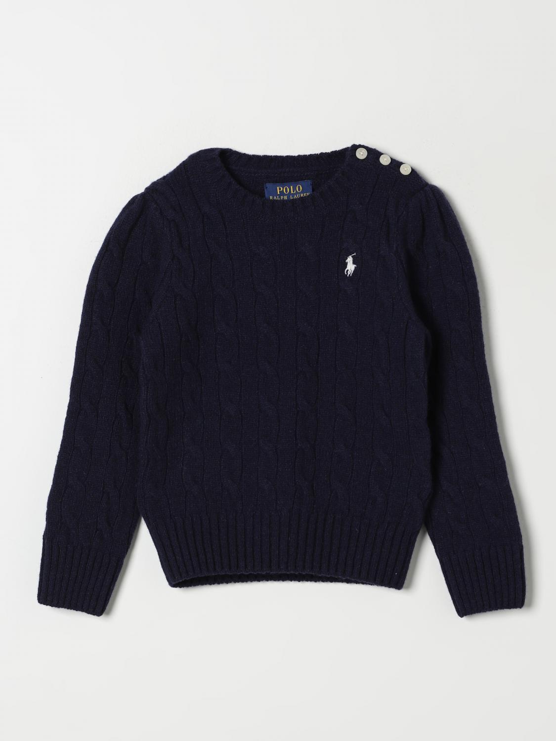 Polo Ralph Lauren Girls Blue Cotton & Cashmere Knitted Sweater In Blau