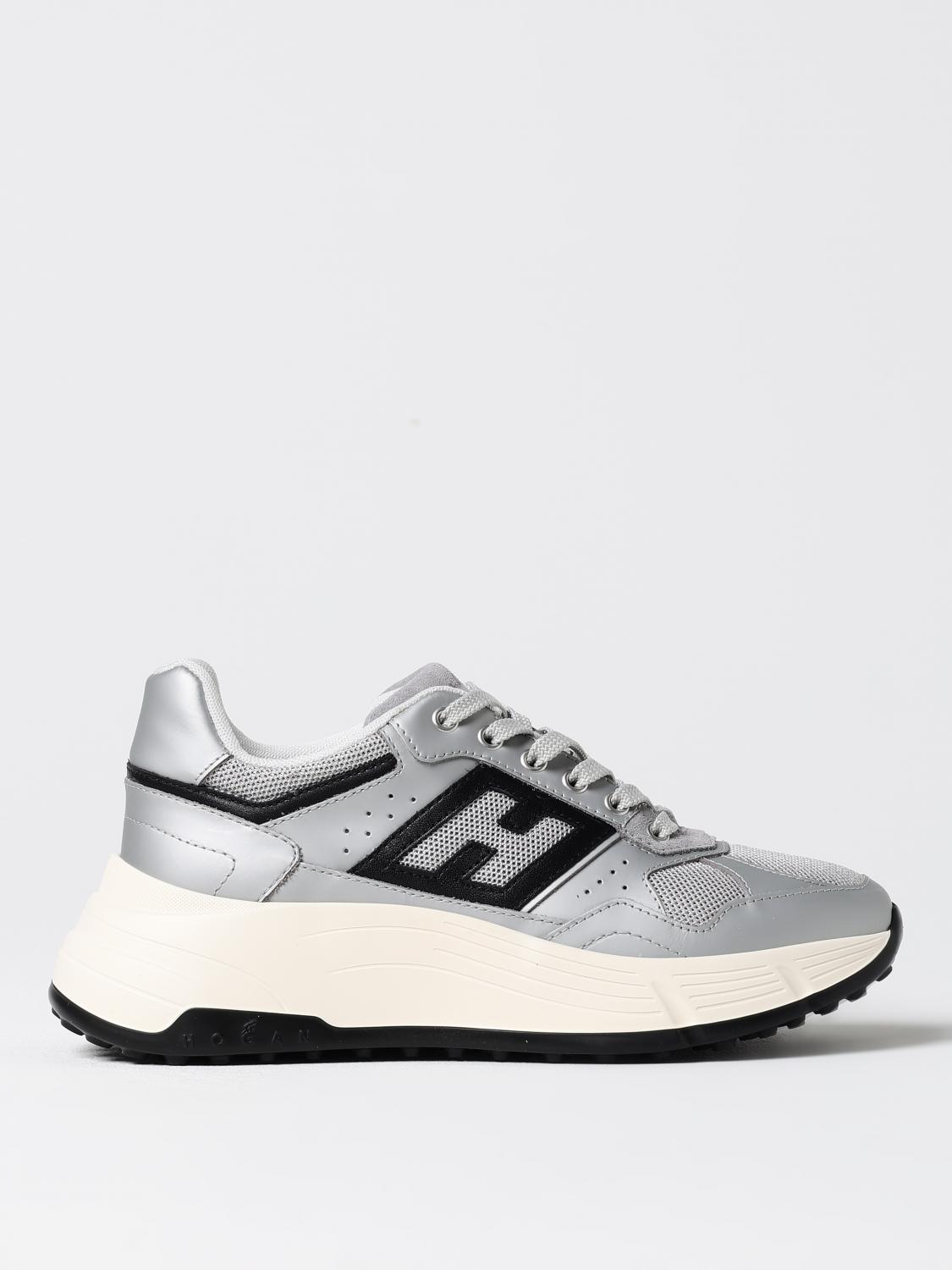 Hogan Side Logo Patch Platform Sneakers In Grau